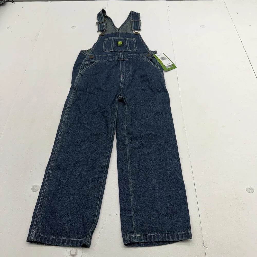 John Deere Overalls Kids 5 Blue Denim Bib Adjustable Straps Pockets Casual